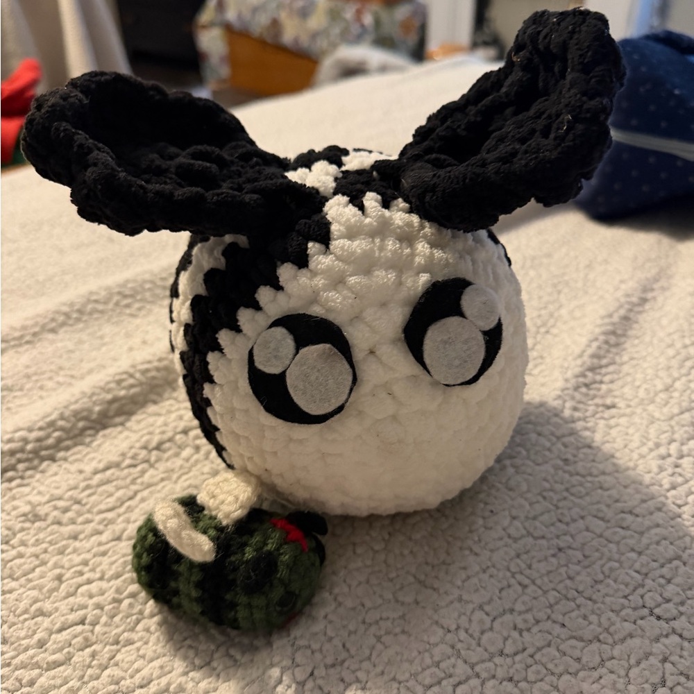 Black and White Crochet Bunny Plush